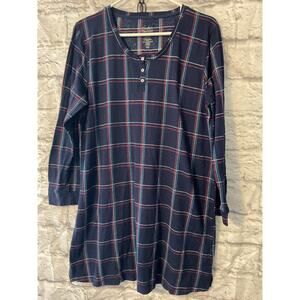 Croft & Barrow Blue Plaid Nightshirt Large